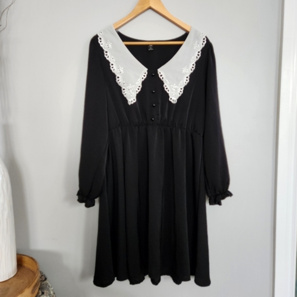 White Collar Black Wednesday/ Goth/ Witch Dress